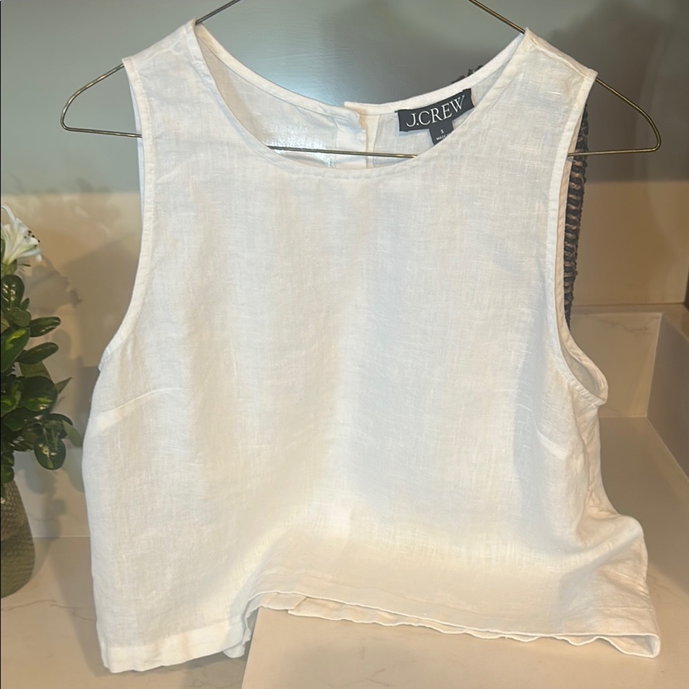 J. Crew White Sleeveless Boxy Crop Tank Top